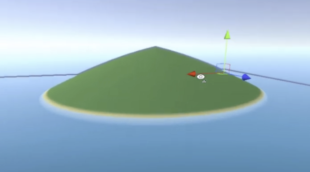 Early island result in Unity with sine wave and Perlin noise combined